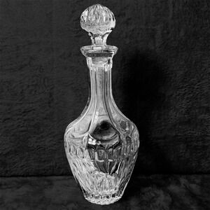 Vintage Cut Crystal Bar Liquor Decanter Thumbprint & Panel Pattern Whiskey Wine